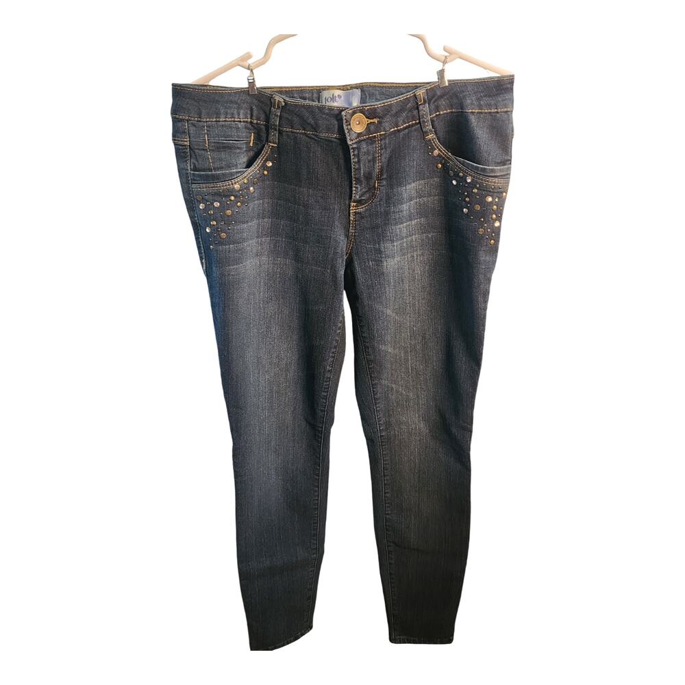 Jolt Women's Rhinestone Studded Dark Wash Skinny Jeans Size 9